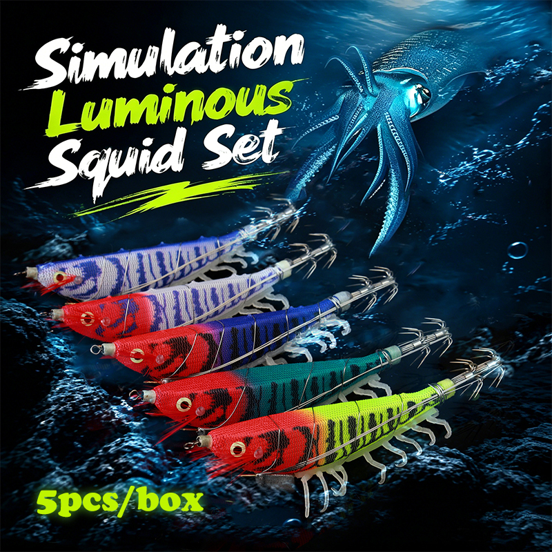 LEYDUN 5PCS Egi Squid Jig Fishing Lure ตะขอ BKK น้ําเค็ม