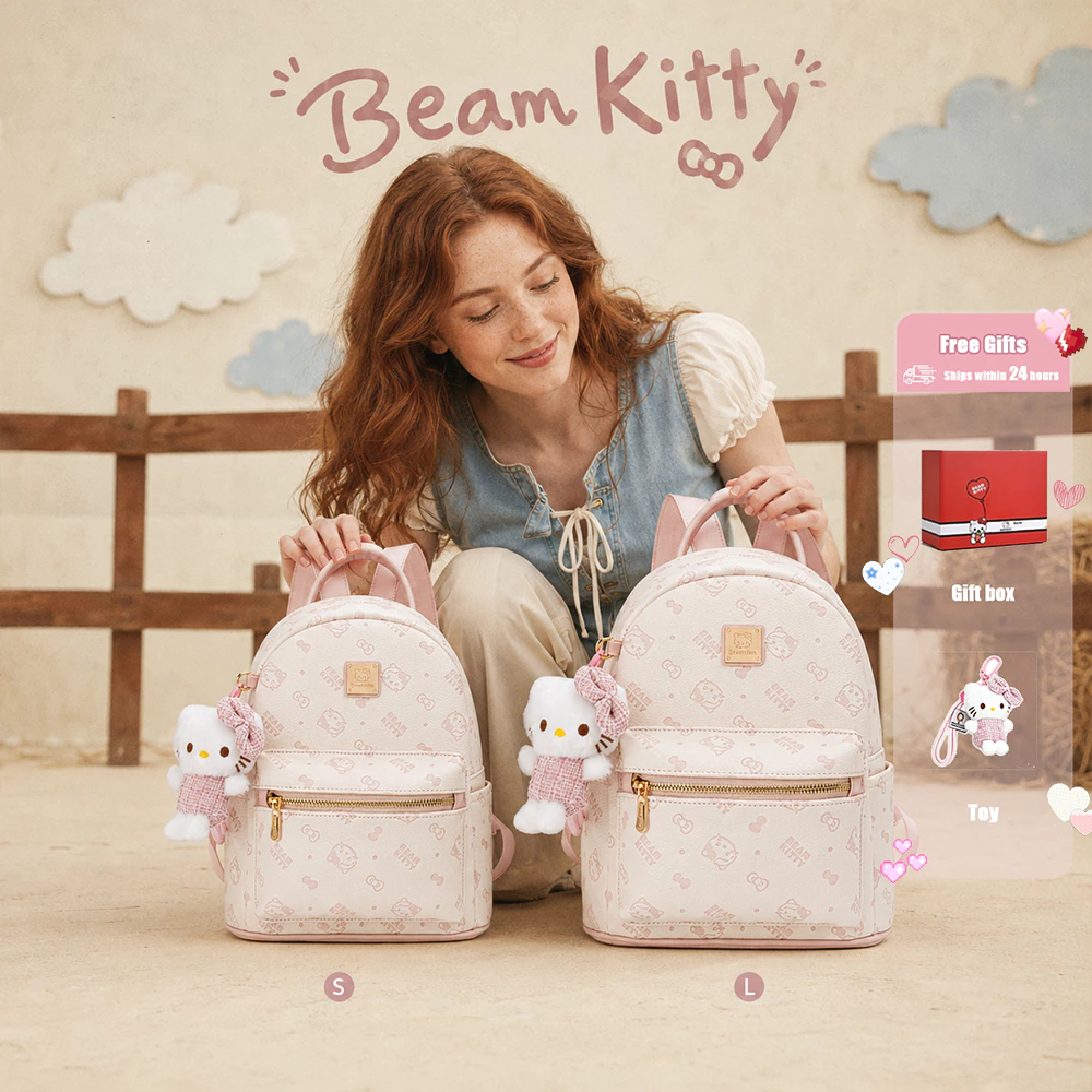 Beam Kitty กระเป๋าเป้สะพายหลังสไตล์ผู้หญิง สีสันสดใสรับฤดูใบไม้ผลิ/ฤดูร้อน เหมาะสำหรับใช้เดินทางไปทำงานหรือไปโรงเรียน