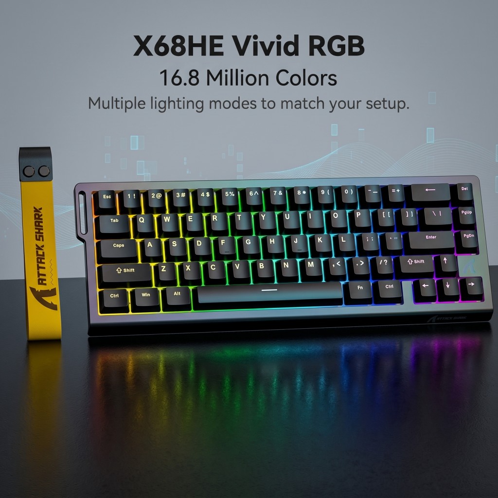 Attack Shark X68 HE คีย์บอร์ดแบบกลไกคีย์บอร์ดสําหรับเล่นเกมปุ่มกด 66 คีย์ 8000Hz Polleling Rate 0.12