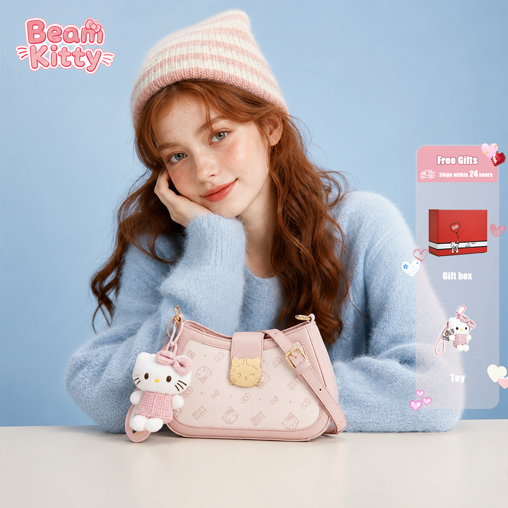Beam Kitty กระเป๋ารูปทรงเกี๊ยวสีชมพูและขาว