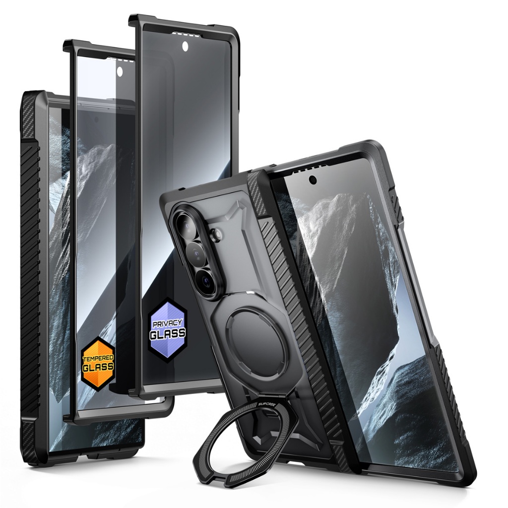 SUPCASE UB Grip สําหรับ Samsung Galaxy Z พับ 8 Ultra Case พร้อมตัวป้องกันหน้าจอ HD และความเป็นส่วนตัวรองรับไร้สายชาร์จในตัวขาตั้งบานพับครอบคลุมเกรดทหารฝาครอบป้องกัน