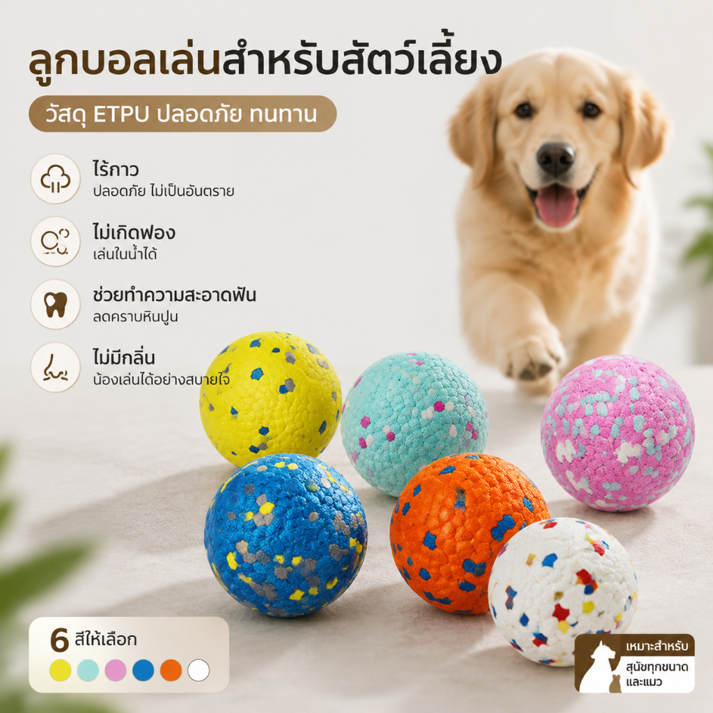 ลูกบอลสุนัข ETPU ของเล่นสุนัข ทนกัด เด้งสูง ลอยน้ำได้ ช่วยขัดฟัน ของเล่นสัตว์เลี้ยง สำหรับสุนัขทุกสายพันธุ์