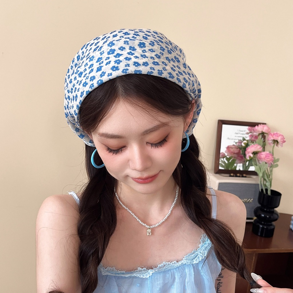 ผ้าพันคอซาติน อินเทรนด์วินเทจ ผ้ามัดผมเกาหลี ลายสวยสีสดใส รูปที่ 7