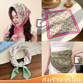 ผ้าพันคอซาติน อินเทรนด์วินเทจ ผ้ามัดผมเกาหลี ลายสวยสีสดใส อเนกประสงค์ เครื่องประดับผู้หญิง 55*55ซม
