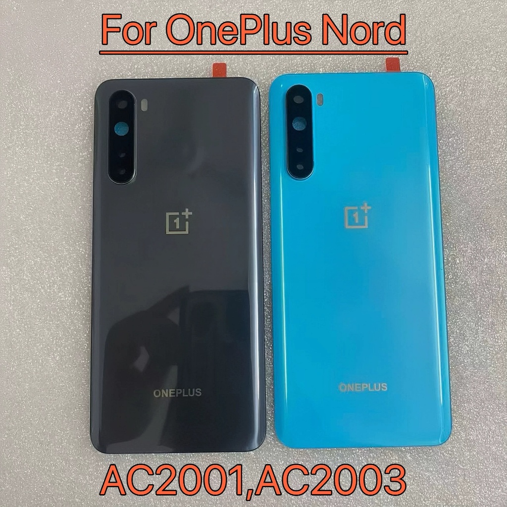 สําหรับ OnePlus Nord ฝาหลังกระจก AC2001 AC2003 ฝาหลังแบตเตอรี่พร้อมการป้องกันเลนส์