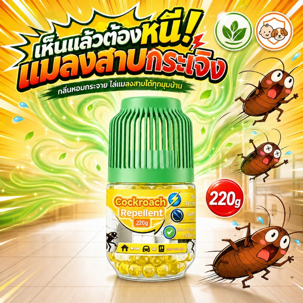 ไม่ต้องฉีด ไม่ต้องไล่ตี ไล่แมลงสาบ เจลแมลงสาบ 220g เปิดฝาแล้ววาง แมลงสาบไม่กล้าเข้าใกล้! เหยื่อ ยาไล่