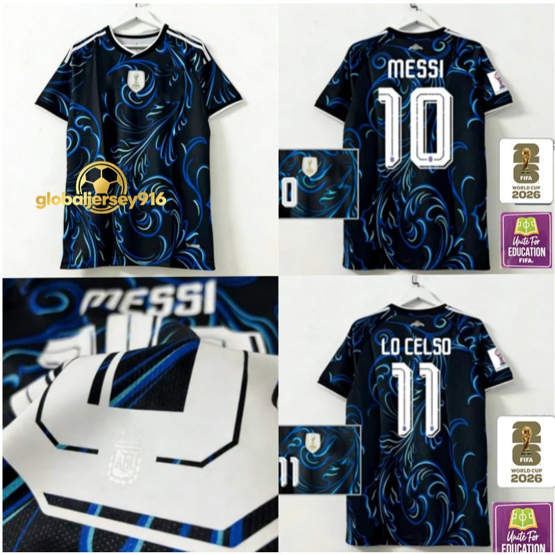 Fans Edition Argentina 2026 AGENTING Mens Away เสื้อฟุตบอลแขนสั้นเสื้อยืด S-4XL