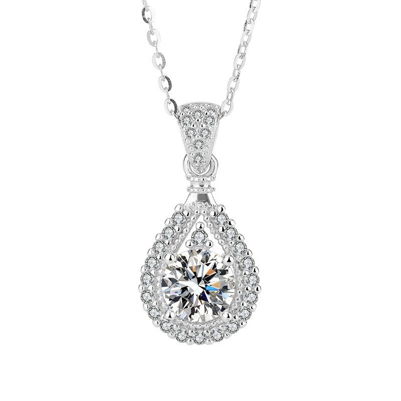 สร้อยคอ Moissanite เงิน 925 รูปลูกแพร์ 1ct
