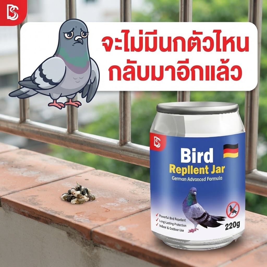 ระเหยต่อเนื่อง ยิ่งใช้ยิ่งโล่ง ไล่นก นกพิราบ เจลไล่นก ไล่นกพิราบ ระเบียง 220g ไล่นกด้วยกลิ่น วางได้ทุกจุด ระเบียง หลังคา สะอาดขึ้นชัดเจน