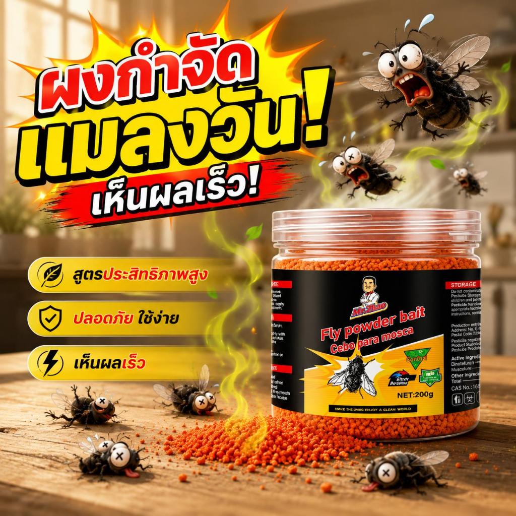 ไร้แมลงวันทั้งบ้าน🏠ผงไข่เน่า เหยื่อกำจัดแมลงวัน ไล่แมลงวัน ผงกำจัดแมลงวัน สูตรเข้มข้น วางได้ทุกที่ 200g
