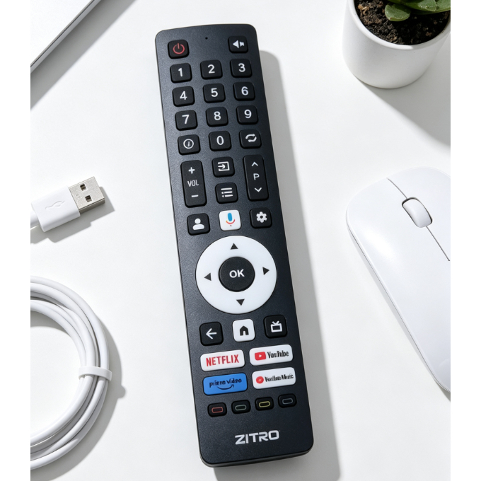 รีโมททีวี ZITRO พร้อมไมโครโฟนเสียงในตัว Netflix YouTube Prime วิดีโอ YouTube เพลง YouTube ปุ่มลัดคลิ