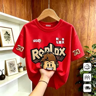 【ส่งในวันเดียวกัน】เสื้อยืดเด็ก เสื้อยืดเด็กผู้ชาย ลายร็อบล็อกซ์ ระบายอากาศดี ใส่สบาย เหมาะสำหรับเด็กอายุ 1-12 ปี