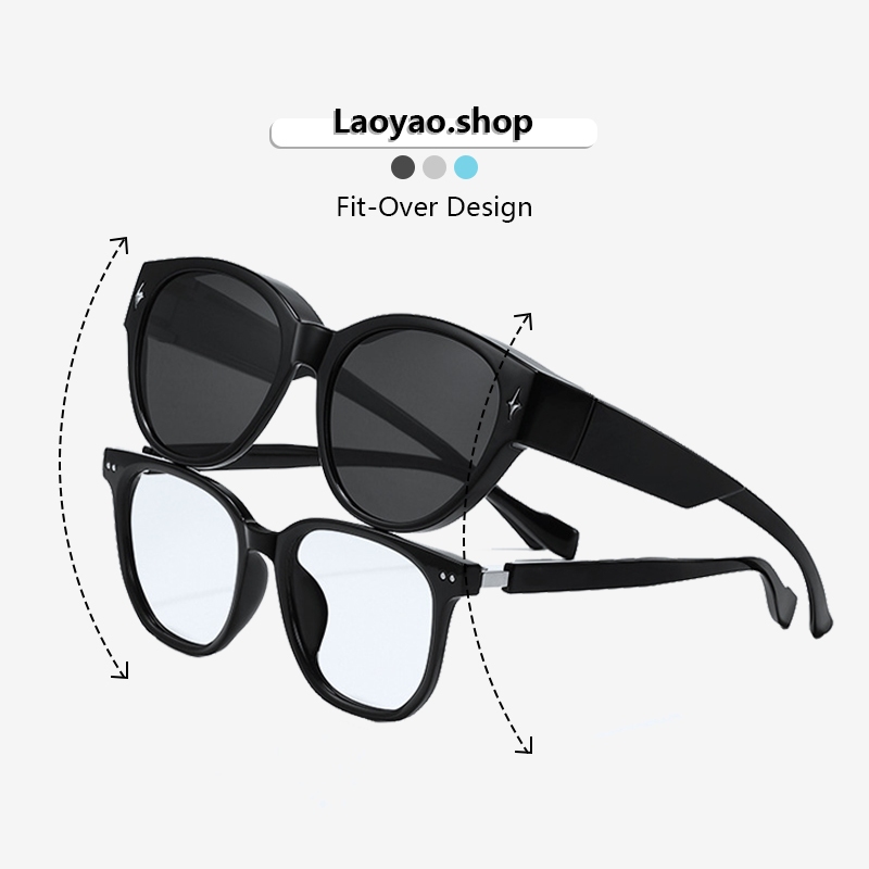 Laoyao.shop 2026 ใหม่ TR90 แว่นกันแดด Cat Eye Polarized Clip-On ชุดสําหรับผู้หญิงขับรถแฟชั่นสวมใส่แว