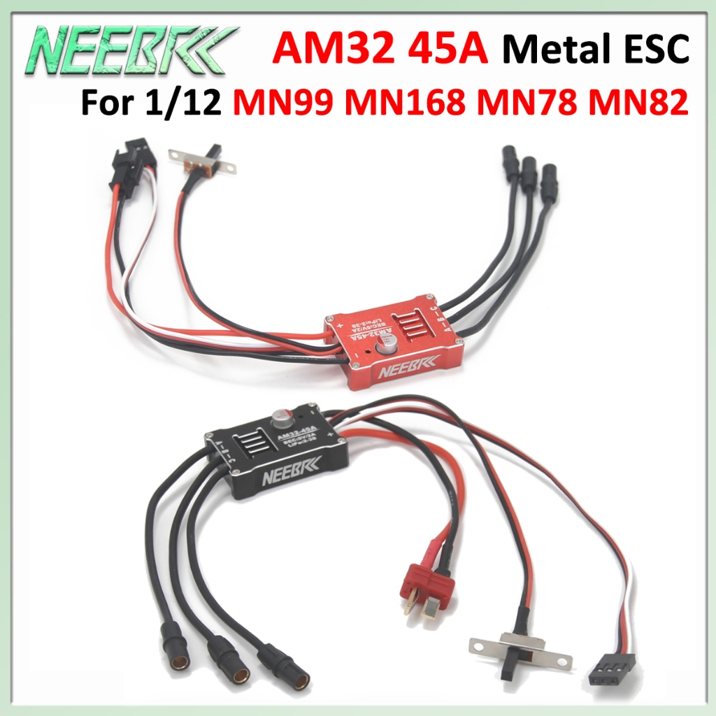 NEEBRC AM32 45A โลหะ Brushless ESC กันน้ํา SM3.0/T ปลั๊กสําหรับ 1/12 1/18 RC รถ 2322 มอเตอร์ MN82 MN