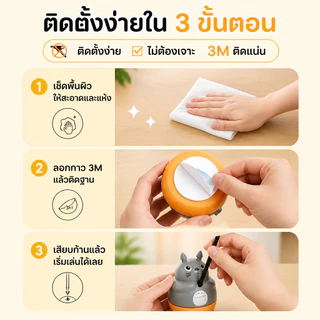 PETLUSCI ของเล่นแมวอัตโนมัติ ไม้ล่อแมว หมุนได้ 360° ฐานติดแน่น 3M เล่นเองได้ สำหรับแมวในบ้าน