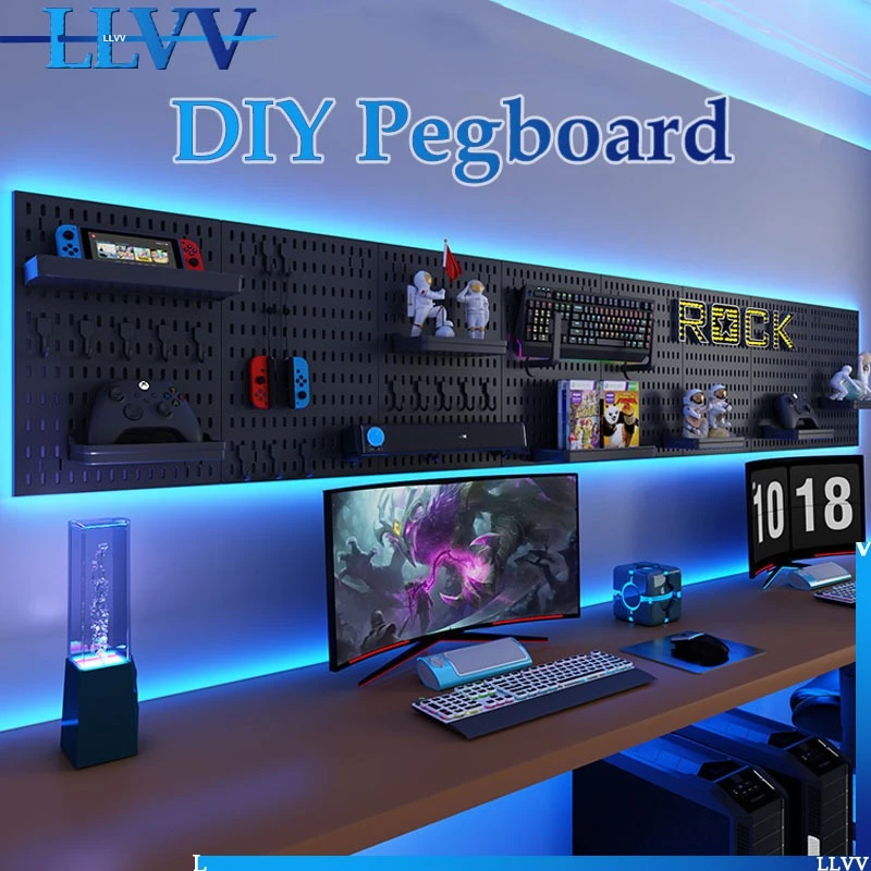 GooBoo DIYแผงแขวนเครื่องมือ pegboard พลาสติกปากแผ่นเล็บเกมโต๊ะออแกไนเซอร์อุปกรณ์แขวนอเนกประสงค์