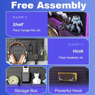 GooBoo DIYแผงแขวนเครื่องมือ pegboard พลาสติกปากแผ่นเล็บเกมโต๊ะออแกไนเซอร์อุปกรณ์แขวนอเนกประสงค์