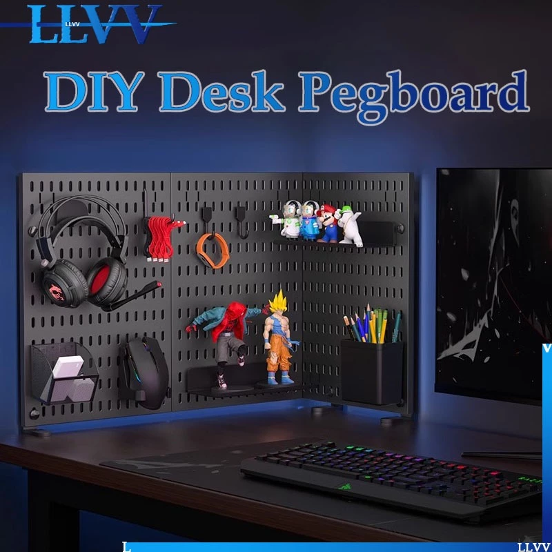 GooBoo ชั้นวางของติดผนัง Pegboard DIY Pegboard Kit Hole Board สําหรับ Wall Home Decor แขวนชั้นวางของตกแต่ง