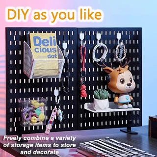 GooBoo ชั้นวางของติดผนัง Pegboard DIY Pegboard Kit Hole Board สําหรับ Wall Home Decor แขวนชั้นวางของตกแต่ง