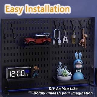 GooBoo ชั้นวางของติดผนัง Pegboard DIY Pegboard Kit Hole Board สําหรับ Wall Home Decor แขวนชั้นวางของตกแต่ง