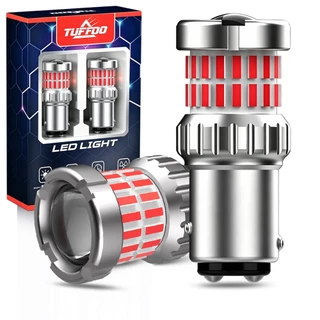 Tuffoo 2 ชิ้น ไฟเบรกท้ายรถยนต์ Led 1157 Bay15d P21/5w สีแดง