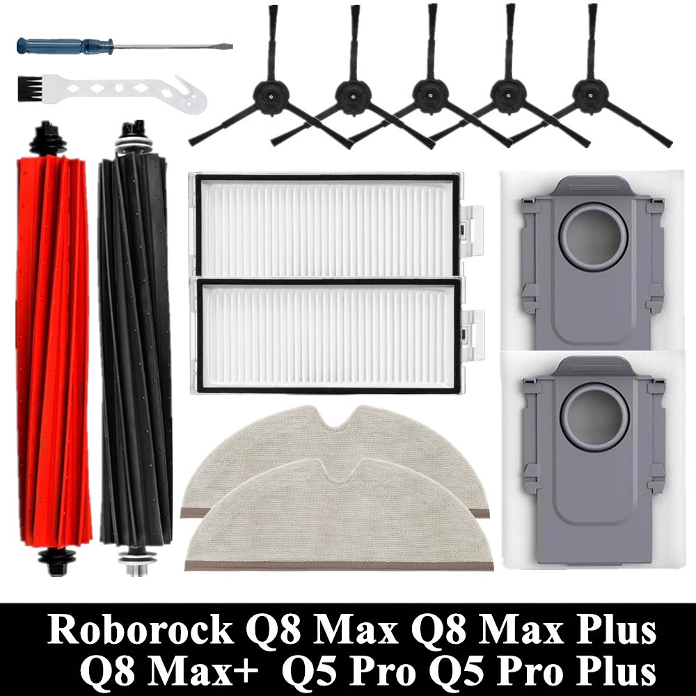 Roborock Q8 Max Q8 Max Plus Q8 Max + Q5 Pro Q5 Pro Plus อะไหล่อุปกรณ์เสริมหลักแปรงด้านข้าง Hepa Filt