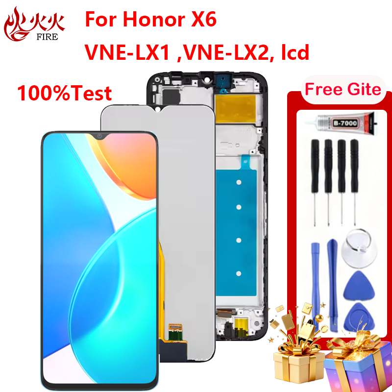 จอแสดงผล LCD สําหรับ Honor X6 VNE-LX3 VNE-LX1 VNE-LX2 Touch Screen Digitizer Assembly กรอบอะไหล่