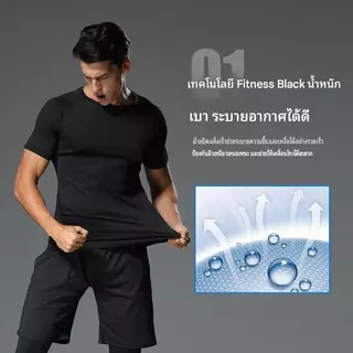 ชุดออกกําลังกายทรงสลิมฟิตของผู้ชายระบายอากาศยิมวิ่งว่ายน้ําชุดออกกําลังกายสามชิ้นชุด