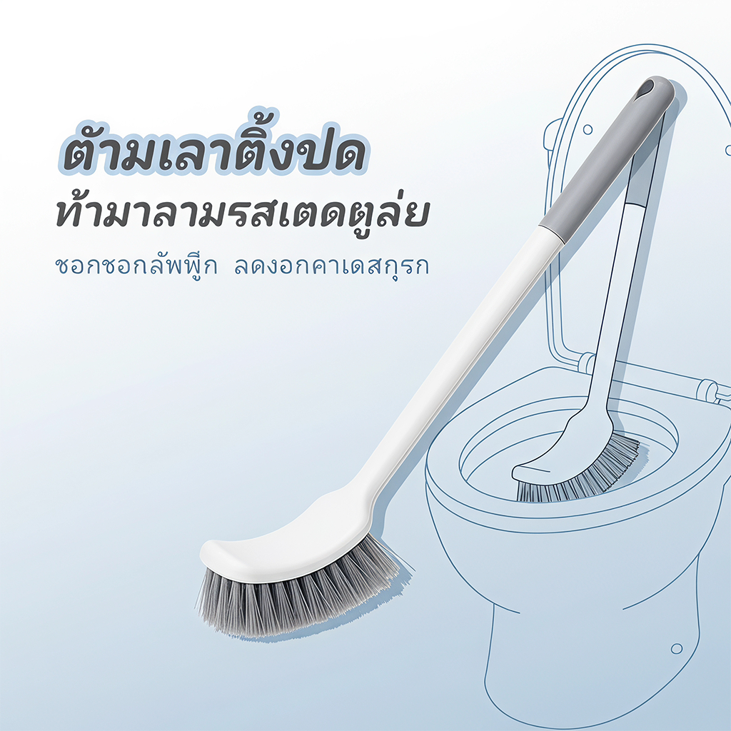 ด้ามยาวข้อศอกแปรงห้องน้ําหนาขนแข็งไม่มีมุมตายทําความสะอาดแปรงห้องน้ําสามารถแขวนแปรงทําความสะอาดห้องน้ําในครัวเรือน