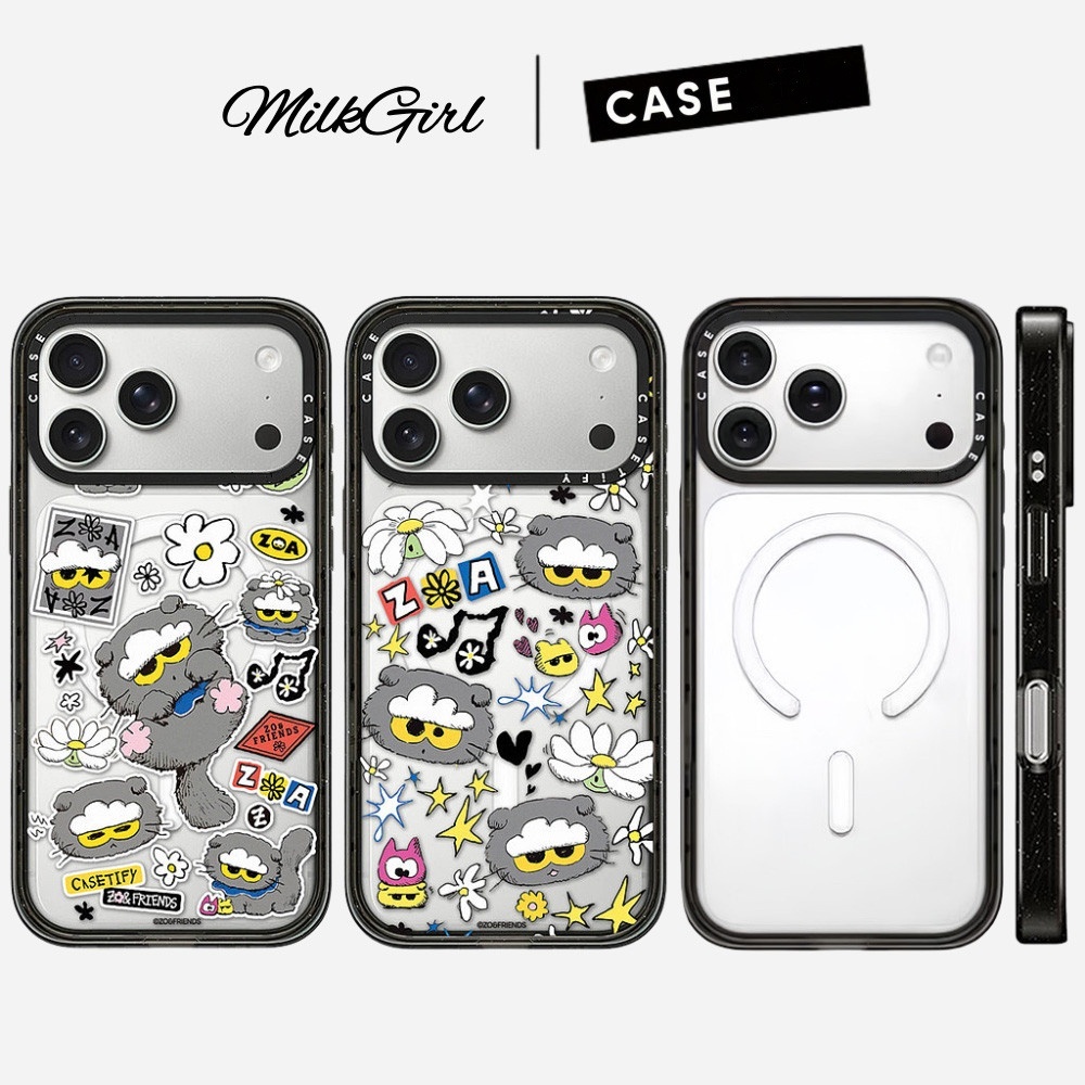 แม่เหล็กดอกไม้สีชมพูสีเทาแมวอะคริลิคเคสโทรศัพท์สําหรับ ไอโฟน 17 มือโปร สูงสุด 17 อากาศ 16 บวก 15 14 13 12 กันกระแทกป้องกันปลอก