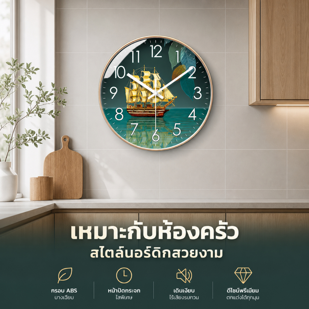 นาฬิกาแขวนสไตล์นอร์ดิกสำหรับห้องนั่งเล่น ดีไซน์เรียบง่าย และมีระบบควอทซ์แม่นยำ