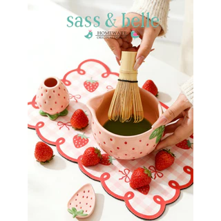 ✨พร้อมส่ง✨ 7 ชิ้น Matcha Whisk Set ถ้วยชา ชาวาน chawan ถ้วยชงมัทฉะ 🍓🍓สตอเบอรี่ ชุดชงมัทฉะเซรามิค ถ้วยชงมัทฉะ เซรามิค วัสดุ Food Grade ปลอดภัยต่อการใช้งาน