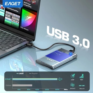 EAGET E15 2.5" SATA USB3.0 กล่องใส่ฮาร์ดไดรฟ์ภายนอกแบบไม่มีเครื่องมือ