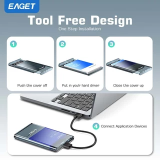 EAGET E15 2.5" SATA USB3.0 กล่องใส่ฮาร์ดไดรฟ์ภายนอกแบบไม่มีเครื่องมือ