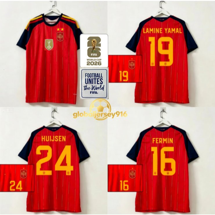 แฟนๆ Edition Spainteam 2026/27 ผู้ชาย XIBANYA Home แขนสั้นเสื้อฟุตบอลเสื้อยืด S-4XL