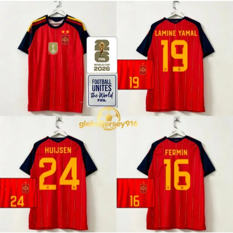 แฟนๆ Edition Spainteam 2026/27 ผู้ชาย XIBANYA Home แขนสั้นเสื้อฟุตบอลเสื้อยืด S-4XL