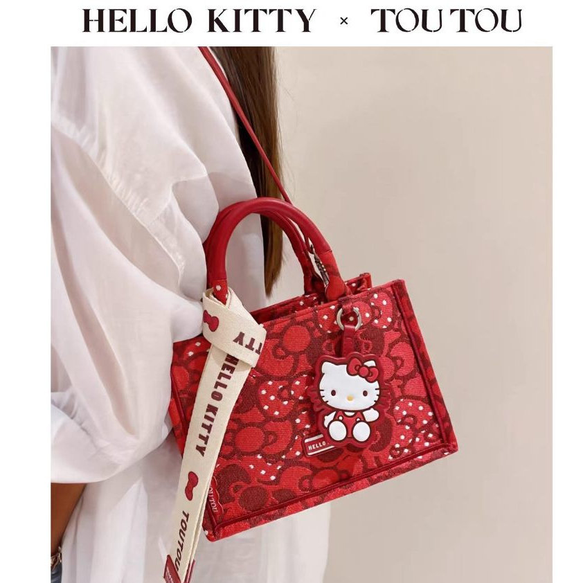 TOUTOU hellokitty Tote Bag Red Bag Handbag Messenger Female Birthday Gift Wedding Bag