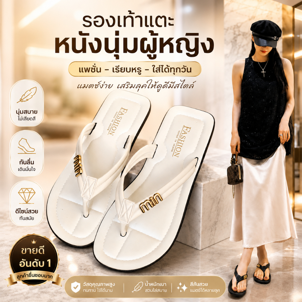 รองเท้าแตะผู้หญิงเกาหลี แฟชั่น ใส่สบาย กันลื่น ส่งจากไทย พร้อมส่ง XZ007