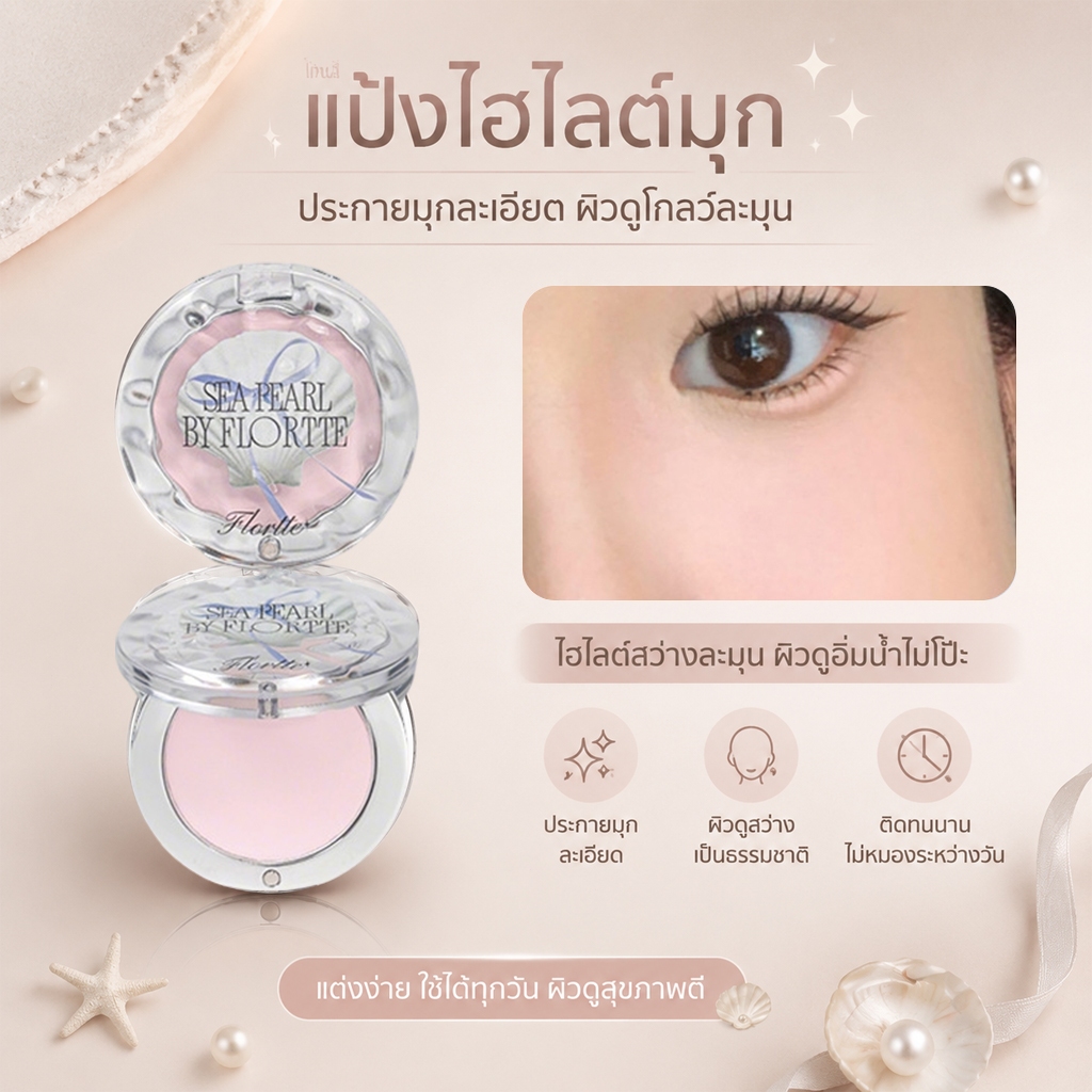 FLORTTE ไฮไลท์ แป้งไฮไลท์สีเดียว เนื้อแมทสามมิติเพิ่มความกระจ่างใส คอนทัวร์หน้ากระจ่างใส【B02#Purple】