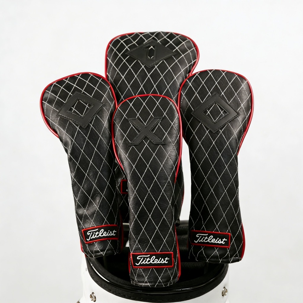 หนาเสริมกันน้ํา PU หนังกอล์ฟไม้ Club Headcover ชุด Fit Driver FW3 FW5 Hybrid UT