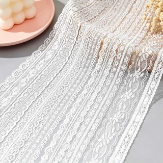 (5หลา/ม้วน) รูปแบบที่แตกต่างกันของลูกไม้สีขาวลูกไม้คาดศีรษะออกแบบกล่องของขวัญบรรจุภัณฑ์