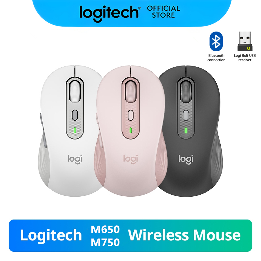 เมาส์ไร้สาย Logitech Signature M650/M650L/M750 - สําหรับมือขนาดเล็กถึงขนาดกลาง แบตเตอรี่ 2 ปี คลิกเงียบ ปุ่มด้านข้างแบบกําหนดเอง บลูทูธ รองรับหลายอุปกรณ์
