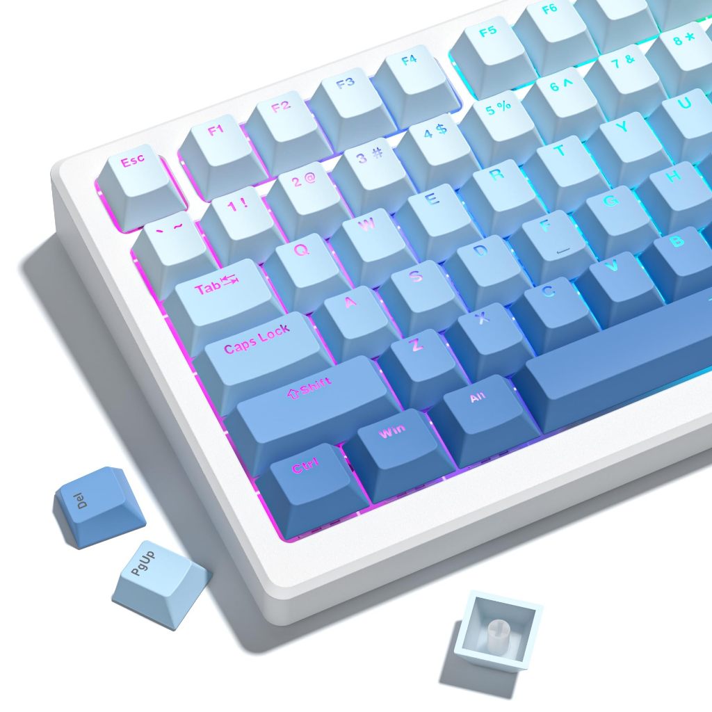 Womier Shine ผ่าน Keycaps Blue PBT Keycaps OEM Profile Custom Keycaps ชุดสําหรับ Cherry Gateron MX S