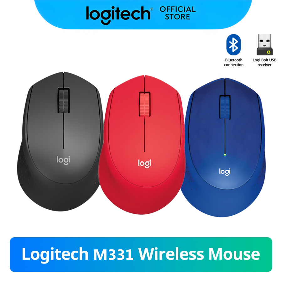 เมาส์ไร้สาย Logitech M331 Silent Plus, 2.4 GHz พร้อมตัวรับสัญญาณ USB Nano, การติดตามออปติคัล 1000 DPI, 3 ปุ่ม, 24 เดือน