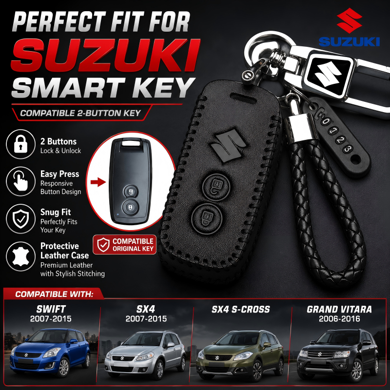สําหรับ Suzuki Swift SX4 2007-2015 SX4 S-Cross Grand Vitara 2006-2016 ของแท้หนัง 2 ปุ่มสมาร์ทฝาครอบ Remote Case Key Holder