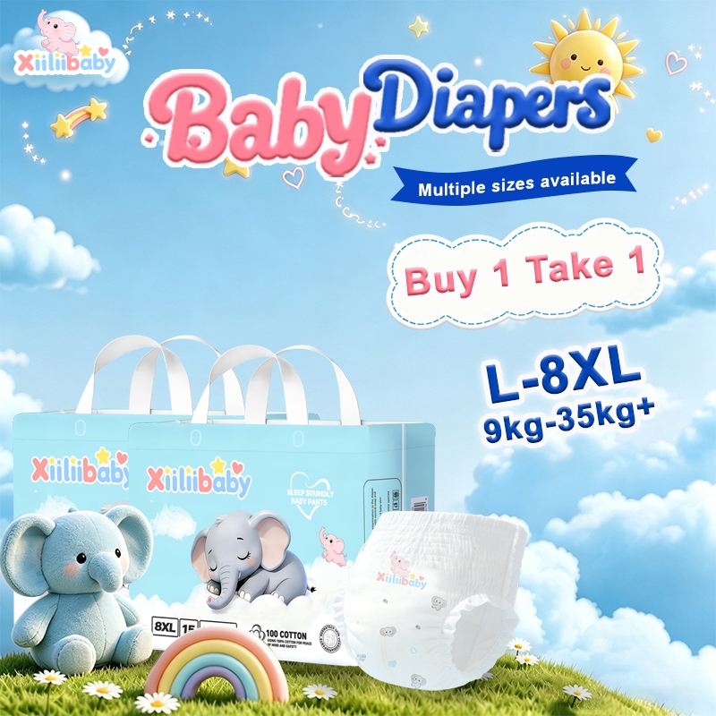 [B 1 T 1] Xiiliibaby L-8XL กางเกงแบบดึงขึ้นนุ่มสบายป้องกันการรั่วไหลแบบเต็มเหมาะสำหรับเด็กอ้วน