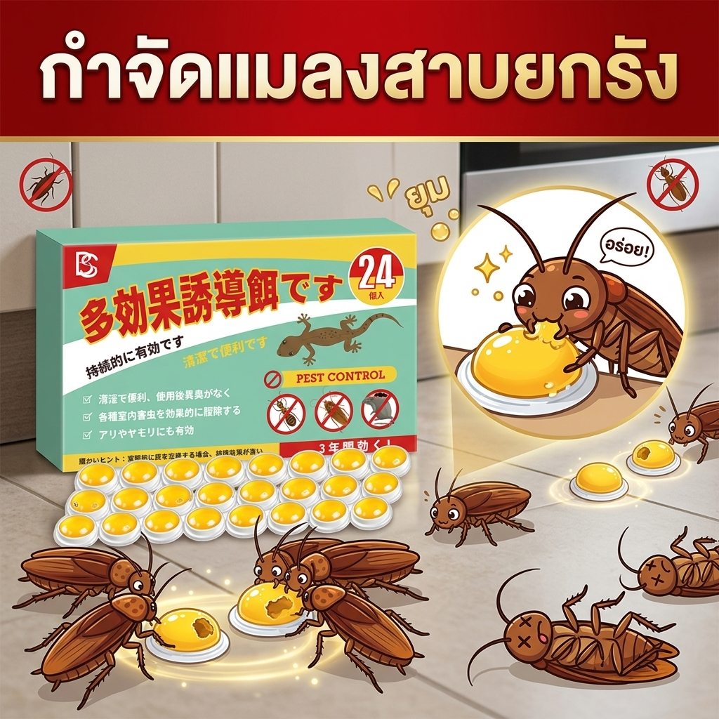 ไม่มีแมลงสาบนาน 50 ปี Hb ยาแมลงสาบ เจลแมลงสาบ ฆ่าสาบ 1 กล่อง 24 เม็ด ไล่สาบ บ้านสาบ สาบ ล่อได้อย่างทรงพลัง อัตราการกำจัดสูงถึง 99.99%