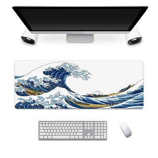แผ่นรองเมาส์ ขนาดใหญ่ สีดำ คลื่นทะเล 80x30cm/90x40cm/100x50cm Gaming Mouse Pad