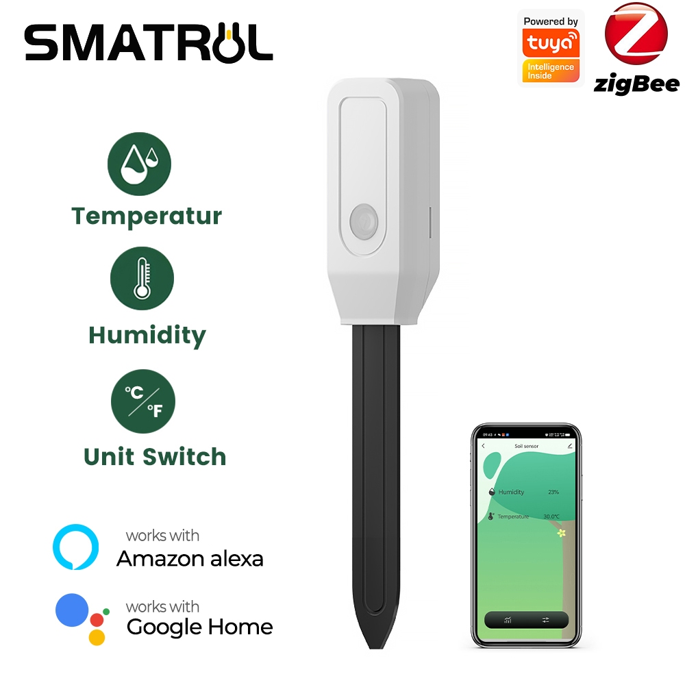 SMATRUL Tuya สมาร์ท Zigbee ดิน Moisture Meter Sensor การตรวจสอบพืชดอกไม้เครื่องตรวจจับ Potted สนามหญ้า Moisture Test เครื่องมือเหมาะสําหรับปลูกสวน Care เครื่องวัดอุณหภูมิ