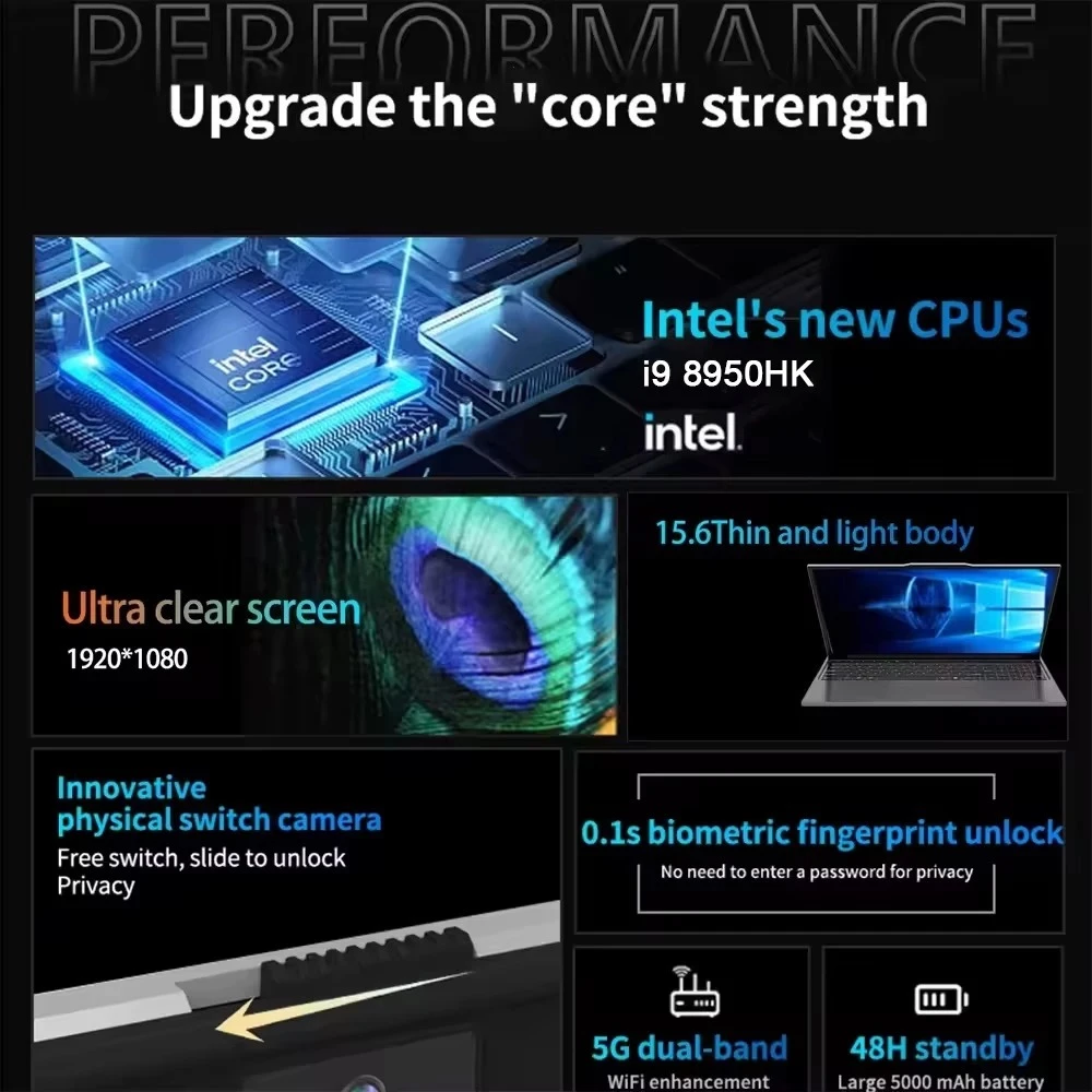 Intel Core i9 Laptop 16GB RAM 512GB/2TB SSD Windows 11 Pro thumbnail 4